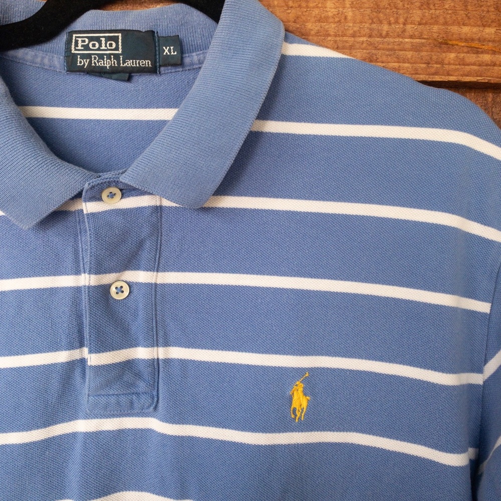 Men’s Polo By Ralph Lauren Blue Striped Polo Shirt